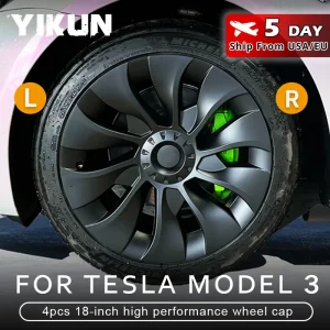 4PCS Coprimozzo Auto Sostituzione Prestazioni Copriruota Automobile Kit di Copertura Cerchio Completo Parte per Tesla Modello 3 18 Pollici 2018-2023