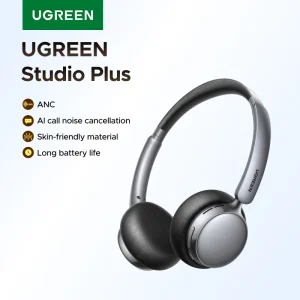 UGREEN Studio Plus 25dB ANC Cuffie con cancellazione attiva del rumore Auricolari Bluetooth wireless sopra l’orecchio, audio spaziale 3D