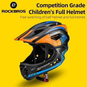 ROCKBROS Casco da ciclismo per bambini Casco da croce resistente agli urti Casco integrale staccabile Protezione di sicurezza Casco da scooter per bicicletta