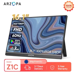 ARZOPA 16.1” 100% sRGB 1080P FHD Monitor portatile Schermo IPS Secondo monitor Display esterno Z1C