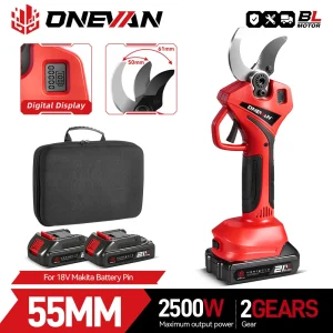 ONEVAN 55 millimetri Brushless Elettrico Potatura Cesoie Cordless Trimmer Forbice Albero da Frutto Bonsai Taglierina da Giardino Per Makita 18V Batteria Spille
