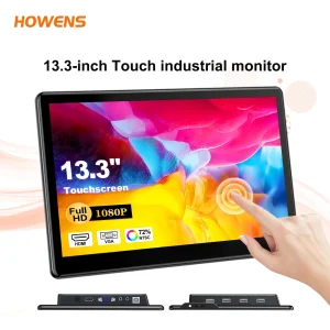Spedizione dalla Germania Monitor touch da 13,3 pollici 60Hz 1920*1080 VESA 75*75mm per lavoro domestico da ufficio CCTV da gioco compatibile con HDMI VGA USB AV con supporto