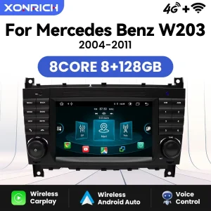 Lettore autoradio Wireless Carplay per Mercedes Benz classe C W203 W209 C180 W219 2004-2011 Android 14 Car Multimedia NO 2 Din GPS