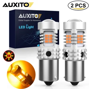 AUXITO 2 pz Canbus 1156 BA15S BAU15S lampadina LED No Hyper Flash ambra T20 W21W 7440 WY21W P21W PY21W indicatore di direzione lampadine 3000LM
