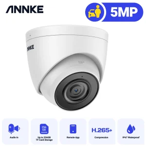 ANNKE Telecamera IP da 5 MP Telecamere di sicurezza POE per interni ed esterni Telecamere di sorveglianza POE per casa intelligente Supporto scheda TF con audio in