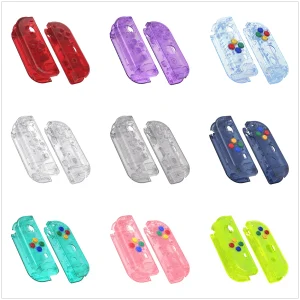 eXtremeRate Custodia trasparente personalizzata Shell Cover con set completo di pulsanti per Nintendo Switch JoyCon e controller JoyCon OLED