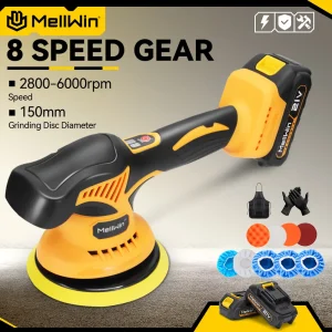MELLWIN 150 millimetri Cordless Auto Elettrica Lucidatore 8 Regolabile Elettrico Ceratura Levigatura Sigillatura Smalto Strumento Per Makita 18V Batteria Spille