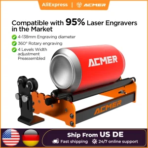 ACMER M2 Rullo rotante laser asse Y 360 °   Incisione per taglio laser con moudle rotante per oggetti cilindrici Accessori da 4-138 mm