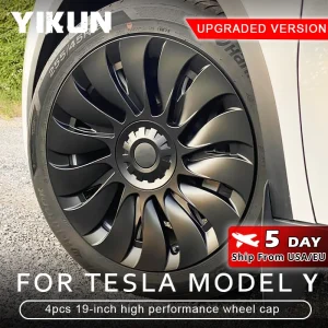 4PCS Coprimozzo per Tesla Modello Y 19 Pollici Prestazioni Automobile Sostituente Coprimozzo Cerchio Completo Accessori Copriruota 2023 2024