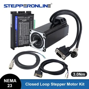 STEPPERONLINE Nema 23 motore passo-passo ad anello chiuso 3Nm con Kit servoazionamento Nema23 motore Encoder 425oz.in con cavi da 2 pezzi 1.7m