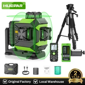 Huepar 703CG Verde 12 Linee Livello Laser 3D Autolivellante Linea Trasversale Regolare Strumento Laser di Allineamento Luminoso con Batteria agli Ioni di Litio