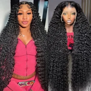 Parrucche ricci 13×4 Onda profonda 40 pollici 13×6 Hd Parrucche frontali in pizzo Capelli umani Linea sottile naturale Pre pizzicata Parrucca anteriore in pizzo 360 per le donne