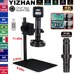 Microscopio digitale 4K per saldatura, fotocamera per microscopio USB HDMI da 48 MP con sensore HD imx678 da 1/1,8″, microscopio video con obiettivo 215X