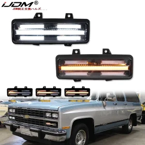 iJDM Per Chevy GMC Van Jimmy Pickup Truck Paraurti Anteriore Sequenziale Ambra Indicatori di direzione Luci di Montaggio LED Bianco come DRL