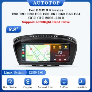 AUTOTOP lettore multimediale per Auto Linux da 8.9 pollici per BMW serie 3/5 E60 E61E62 E63 E90 E91E92 E93 con Wireless CarPlay Android Auto