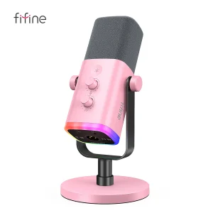 Microfono dinamico FIFINE USB/XLR con controllo RGB/Jack per cuffie/muto, microfono per PC Gaming YouTube Live-Streaming AmpliGame-AM8P
