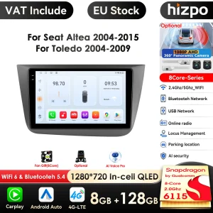 9 ”7862 schermo intelligente 2din Android autoradio lettore Video multimediale per Seat Altea per Toledo GPS Nav Carplay Auto 4G RDS