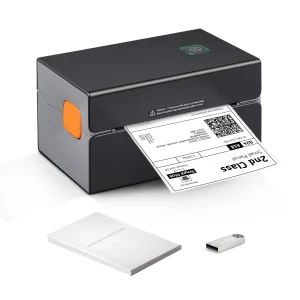 SucceBuy Stampante termica per etichette portatile 300 DPI per la stampa di pacchi postali 4×6 con Bluetooth e riconoscimento automatico delle etichette