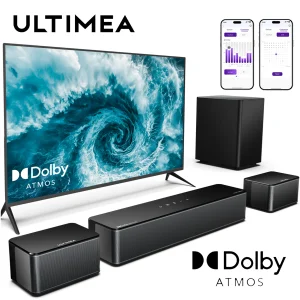 ULTIMEA Soundbar 450W 5.1 Dolby Atmos, Sistema Audio Surround 3D per Home Theater TV, 2 Altoparlanti Surround e Subwoofer Wireless