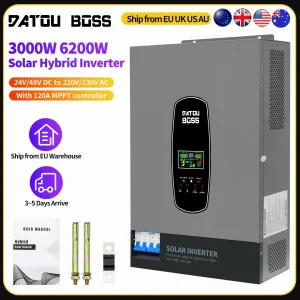 DATOUBOSS Inverter ibrido a onda sinusoidale pura da 6200 W 48 V CC a 230 V CA, MPPT 120 A senza batteria per batterie al piombo-acido e lifepo4
