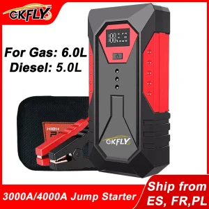 GKFLY 2000A/3000A/4000A Avviatore di Emergenza per Auto, Power Bank, Caricabatterie per Auto Benzina e Diesel, Booster per Batteria Auto
