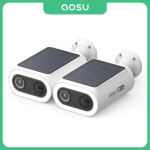AOSU 4K UHD Telecamera solare 2/3/4 pezzi Telecamera di sicurezza esterna senza fili al 100% senza fili 5000mAh 8MP Telecamera Wifi Rilevazione AI CCTV Cam
