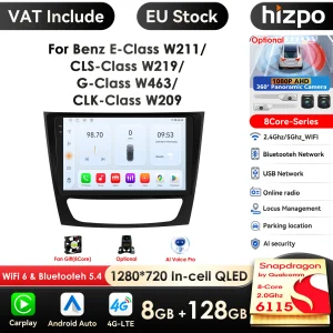 9 ”CarPlay 4G 2 Din autoradio Android per Mercedes Benz classe E W211 E200 E220 E300 E350 E240 E270 E280 CLS W219 55 C W463 CLK