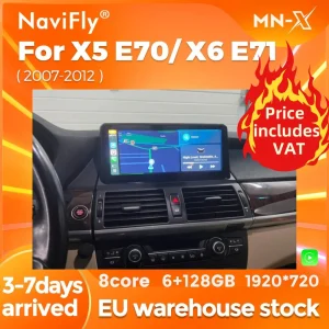 NaviFly 8-Core Android Auto Car Radio Wireless Carplay All-in-One per BMW X5 E70 X6 E71 2007 -2014 CCC CIC sistema intelligente BT