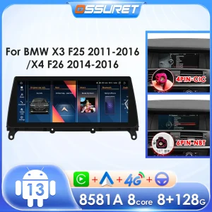 Sistemi intelligenti per Auto radio per BMW X3 F25 CIC NBT per BMW X4 F26 NBT Carplay Android Auto 4G WIFI 10.25 “GPS Stereo DSP 2din
