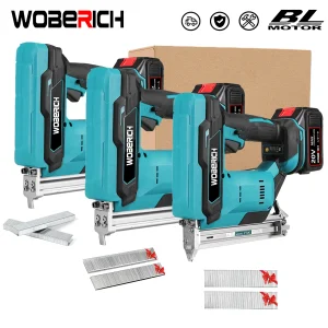 Senza spazzole Cordless Pistola sparachiodi elettrica Cucitrice Chiodatrice Dritto U Graffette + 2 set F30 422J 1022J chiodi Per Makita/WOBERICH Batteria