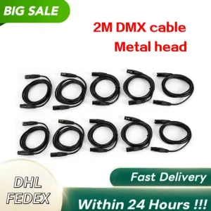 Cavo DMX da 2 m con connettori in PVC e rame, maschio e femmina, nero, flessibile per apparecchiature di illuminazione e audio