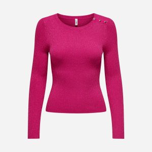 Only Mille Glitter Button W – Maglione – Donna – Fucsia