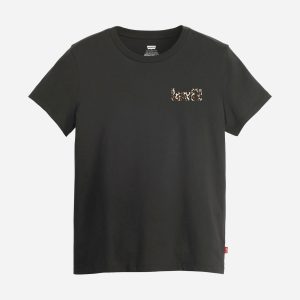 Levi’s Logo Chest Leopard W – T-shirt – Donna – Nero