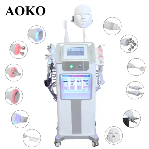 AOKO Nuovo 12 IN1 Hydro Dermoabrasione Aqua Peeling Ultrasuoni Cura del viso Iniezione di ossigeno Ringiovanimento della pelle Merlano Macchina di bellezza