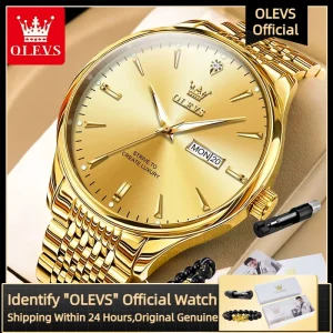 OLEVS 2929 orologio da uomo classico Fashion Business impermeabile in acciaio inossidabile doppio calendario orologio al quarzo orologio da uomo di marca di lusso