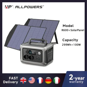 ALLPOWERS Solarpanel 100W 140W 200W Caricatore a energia solare con batteria LiFePo4 299Wh 600W Centrale elettrica portatile per campeggio RV
