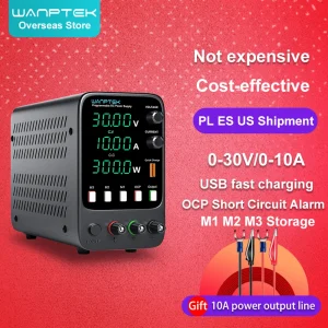 Wanptek Alimentatore CC regolabile 30V 10A Funzione di memoria programmabile da laboratorio Sorgente di alimentazione da banco Interruttore regolatore di tensione 60V 5A