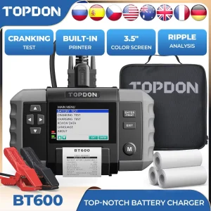 TOPDON BT600 12V 24V Tester batteria per auto Piombo Veicolo Automotive Schermo da 3,5 pollici Analizzatore di avviamento di ricarica per camion per auto