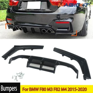 MagicKit PSM Style 3PCS Diffusore posteriore Labbro Nero lucido Per BMW F80 M3 F82 M4 2015-2020