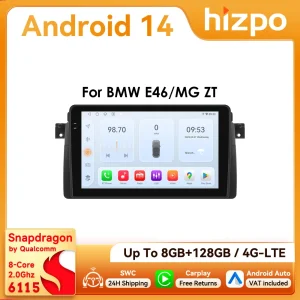 Hizpo Autoradio Android CarPlay da 9 pollici per BMW Serie 3 E46 M3 318 320 325 330 335 1998 – 2005 BT 4G RDS DSP GPS Navi 360 ° CAM
