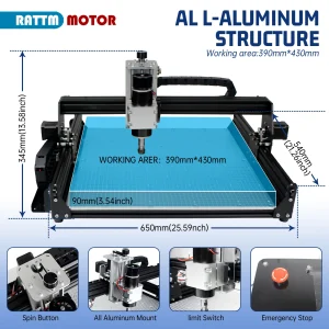 【EU】 Macchina laser per fresa per incisione con router CNC 4540 a 3 assi in alluminio da 500 W con controller offline per legno e metallo