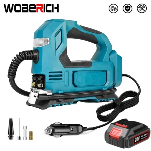 WOBERICH Cordless Pompa di Aria Elettrica Per Auto Pneumatici Della Bicicletta Palle Auto Portatile Gonfiatore di Pneumatici Compressore D’aria Per Makita 18V Batteria