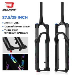 BOLANY 27.5/29 pollici Boost Forcella Per Bicicletta Asse Passante 100/110mm 34mm Tubo Conico Regolazione di Rimbalzo 120/140mm Forcella Di Sospensione Da Viaggio
