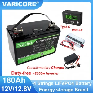 Nuovo VariCore 12.8V 180AH LCD LiFePO4 Batteria 12V 4 Stringhe Batterie Al Litio per Inverter Touring Car Solar 14.6v Golf cart