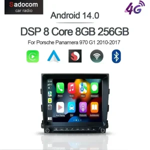 Autoradio Carplay DSP Android 14.0 8Core 8GB+128G GPS Wifi Multimedia per Porsche Panamera 970 G1 2010-2017 2012 2015