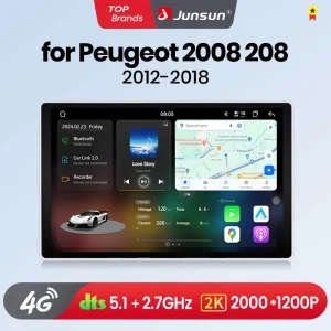 Junsun V3 Plus 2K Wireless CarPlay Android Auto Car sistemi intelligenti per Peugeot 2008 208 2012 – 2018 Autoradio