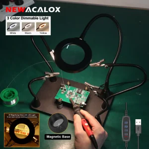 NEWACALOX Saldatura Terza Mano Helping Hands Supporto PCB Saldatura Braccio flessibile magnetico per riparazione elettronica Dispositivo di saldatura