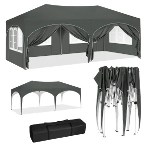 WOLTU Gazebo pieghevole per padiglione 3x6m Tettuccio da giardino con 6 pareti laterali Tenda da festa con protezione UV impermeabile in altezza regolabile con borsa