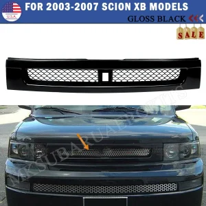 Per i modelli Scion XB BB 2004-2007 JDM griglia per cofano in rete paraurti anteriore nero lucido