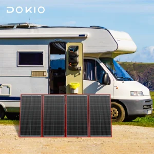 Kit Pannello Solare Portatile DOKIO 18V 97-295W, Pannello Solare Flessibile Pieghevole ad Alta Efficienza per Viaggi, Telefoni e Barche